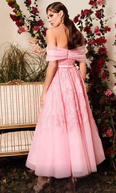 MNM COUTURE N0498 - Off Shoulder Tea Length Dress Sweet 16 Dresses