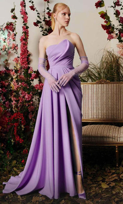 MNM COUTURE N0503 - Draped Bodice Evening Gown Formal Gowns 4 / Lilac
