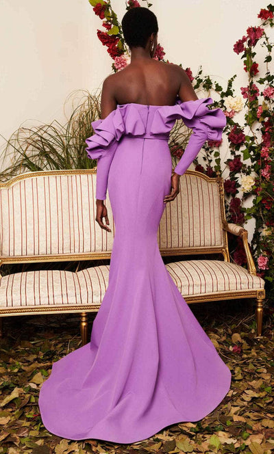 MNM COUTURE N0512 - Ruffled Off Shoulder Evening Gown Evening Dresses