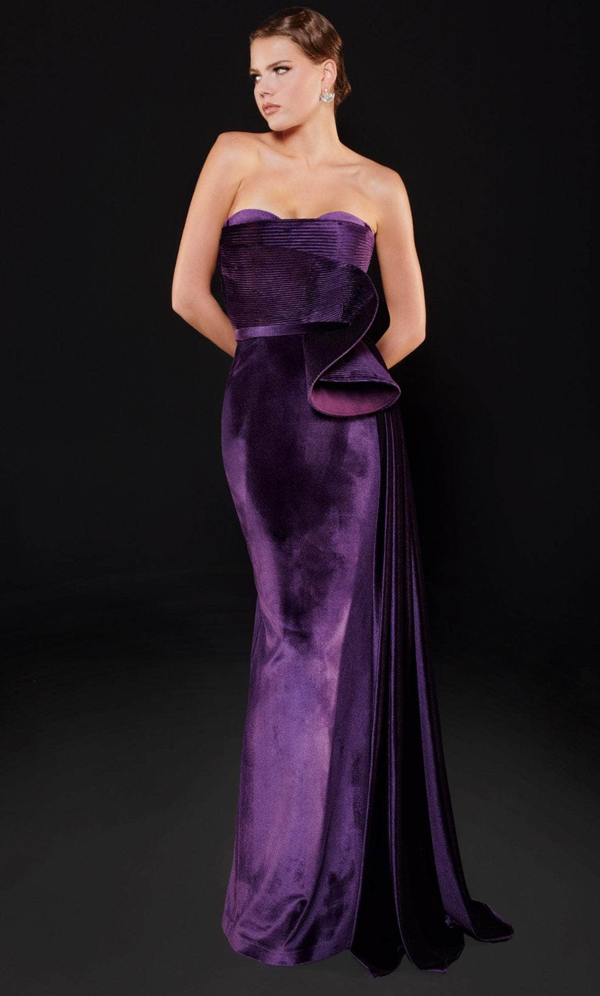 MNM COUTURE N0520 - Sweetheart Velvet Evening Dress Special Occasion Dress 4 / Purple