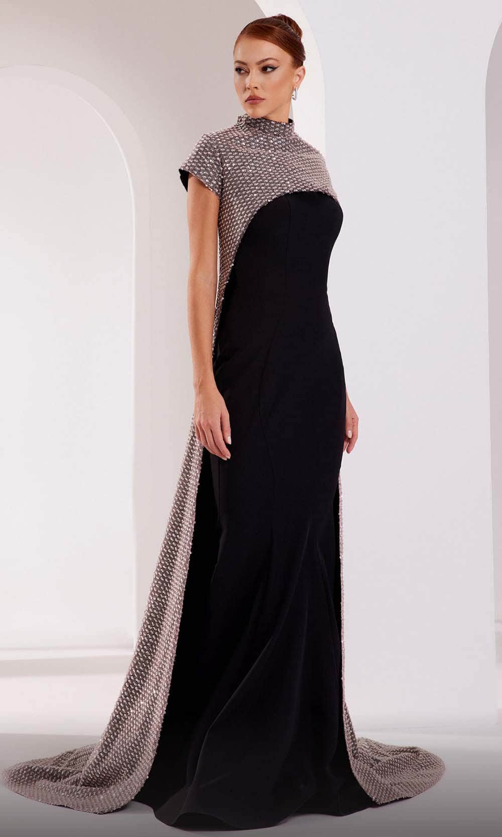 MNM Couture N0554 - Metallic Open Sheath Evening Dress Evening Dresses