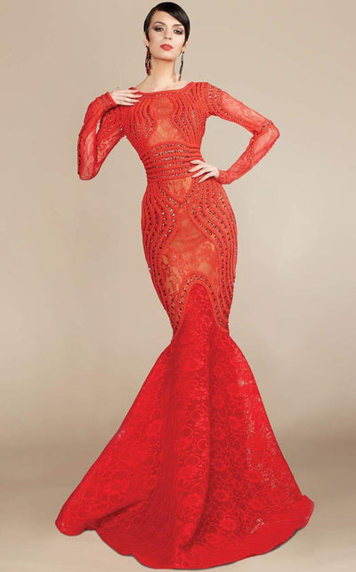 MNM Couture - Ornate Long Sleeve Mermaid Gown 2257A Special Occasion Dress