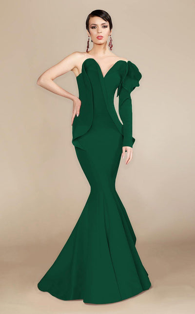 MNM Couture - 2327 Ruffled Sweetheart Mermaid Dress in Green