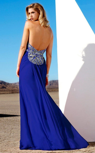 Bejeweled Straight Sheath Dress 7310 - 1 pc Royal Blue In Size 4 Available