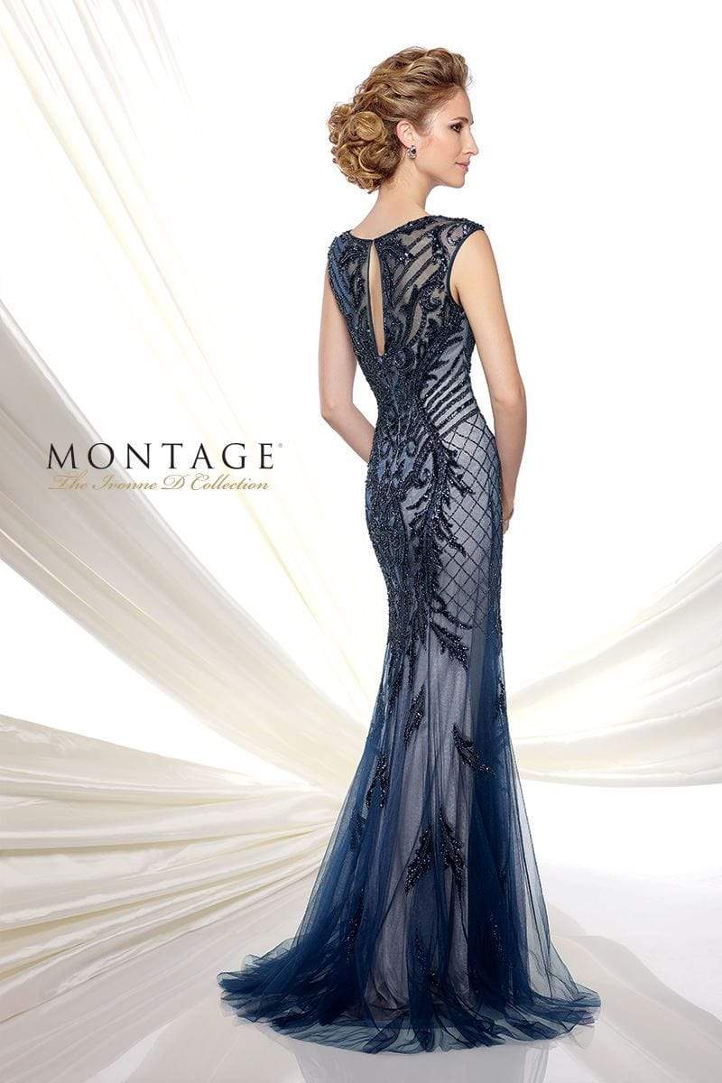 Mon Cheri - 116D31 Embellished Bateau Tulle Trumpet Dress - 1 pc Midnight/Nude in Size 4 Available CCSALE