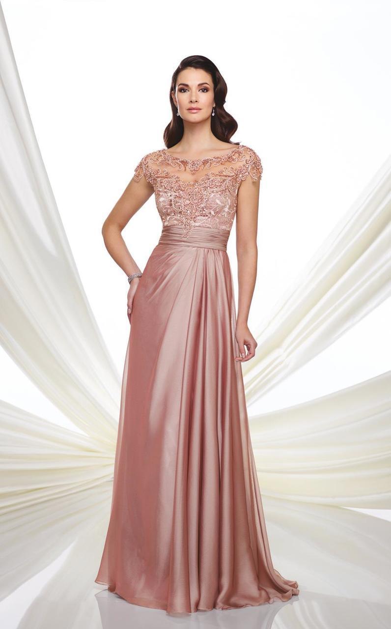 Mon Cheri - 216968 Two Tone Chiffon A-line Dress - 1 pc Rose In Size 6 Available CCSALE 6 / Rose