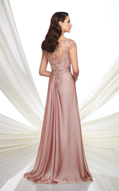 Mon Cheri - 216968 Two Tone Chiffon A-line Dress - 1 pc Rose In Size 6 Available CCSALE 6 / Rose