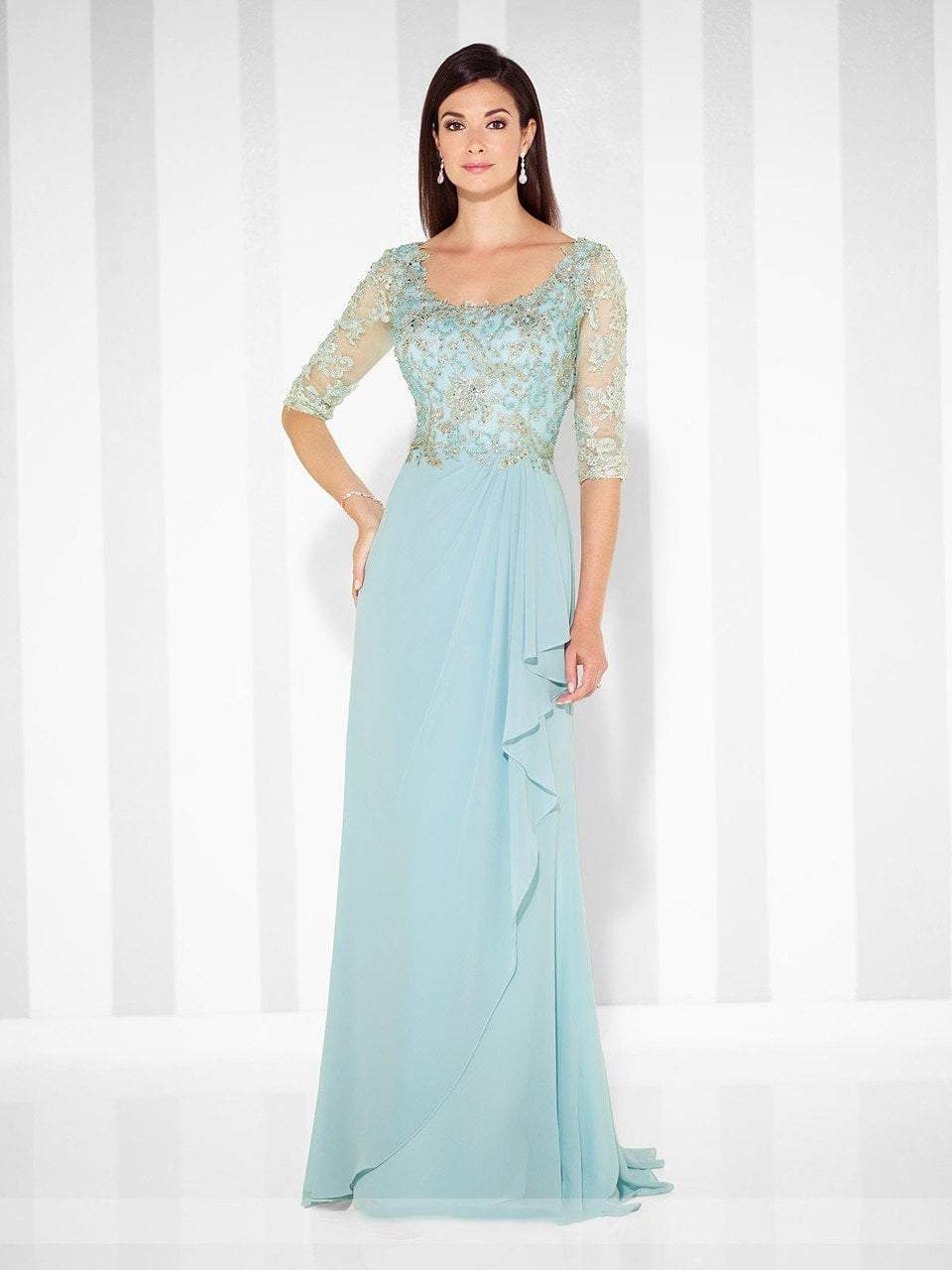 Mon Cheri A-Line Gown 117612 CCSALE 6 / Light Aqua