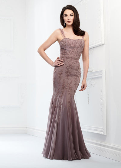Mon Cheri Beaded Fitted Trumpet Evening Dress 218903 CCSALE 12 / Dark Mink