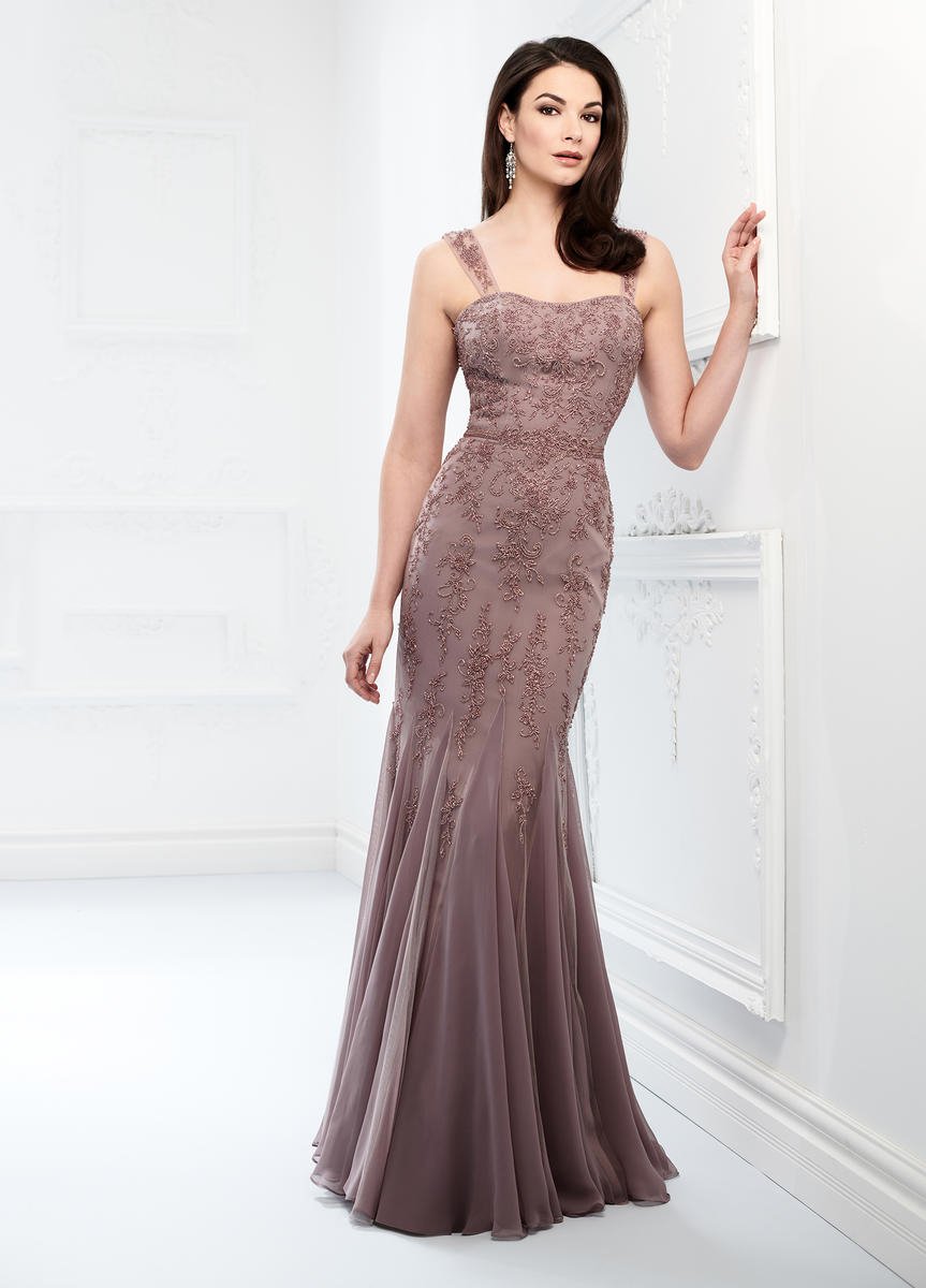 Mon Cheri Beaded Fitted Trumpet Evening Dress 218903 CCSALE 12 / Dark Mink