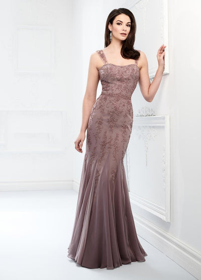 Mon Cheri Beaded Fitted Trumpet Evening Dress 218903 CCSALE 12 / Dark Mink