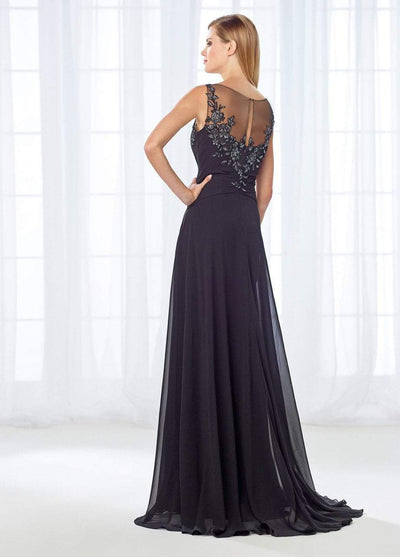 Mon Cheri Beaded Lace Bateau Pleated A-line Gown 118680 CCSALE 12 / Black/Pewter