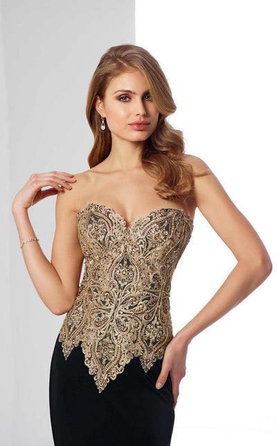 Mon Cheri Embellished Sweetheart Dress 217831 CCSALE 6 / Navy Blue/Gold