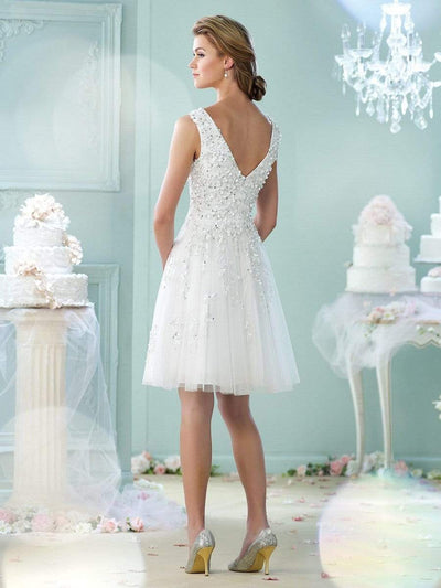 Mon Cheri - Embellished V-Neck A-Line Cocktail Dress 215104 - 1 pc Blush in Size 6 Available CCSALE 6 / Blush