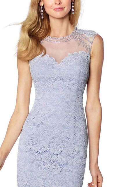 Mon Cheri Fitted Lace Short Dress 117820 - 1 pc Light Periwinkle In Size 6 Available CCSALE 6 / Light Periwinkle