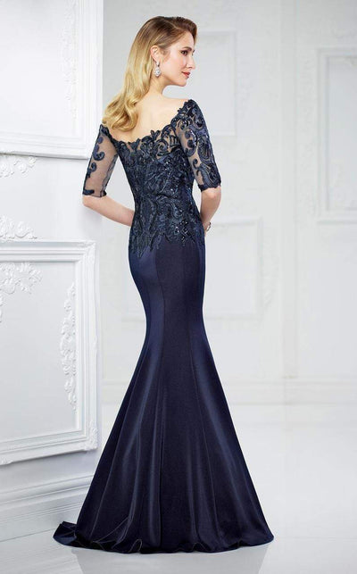 Mon Cheri Lace Quarter Length Sleeves Mermaid Gown 217937 CCSALE