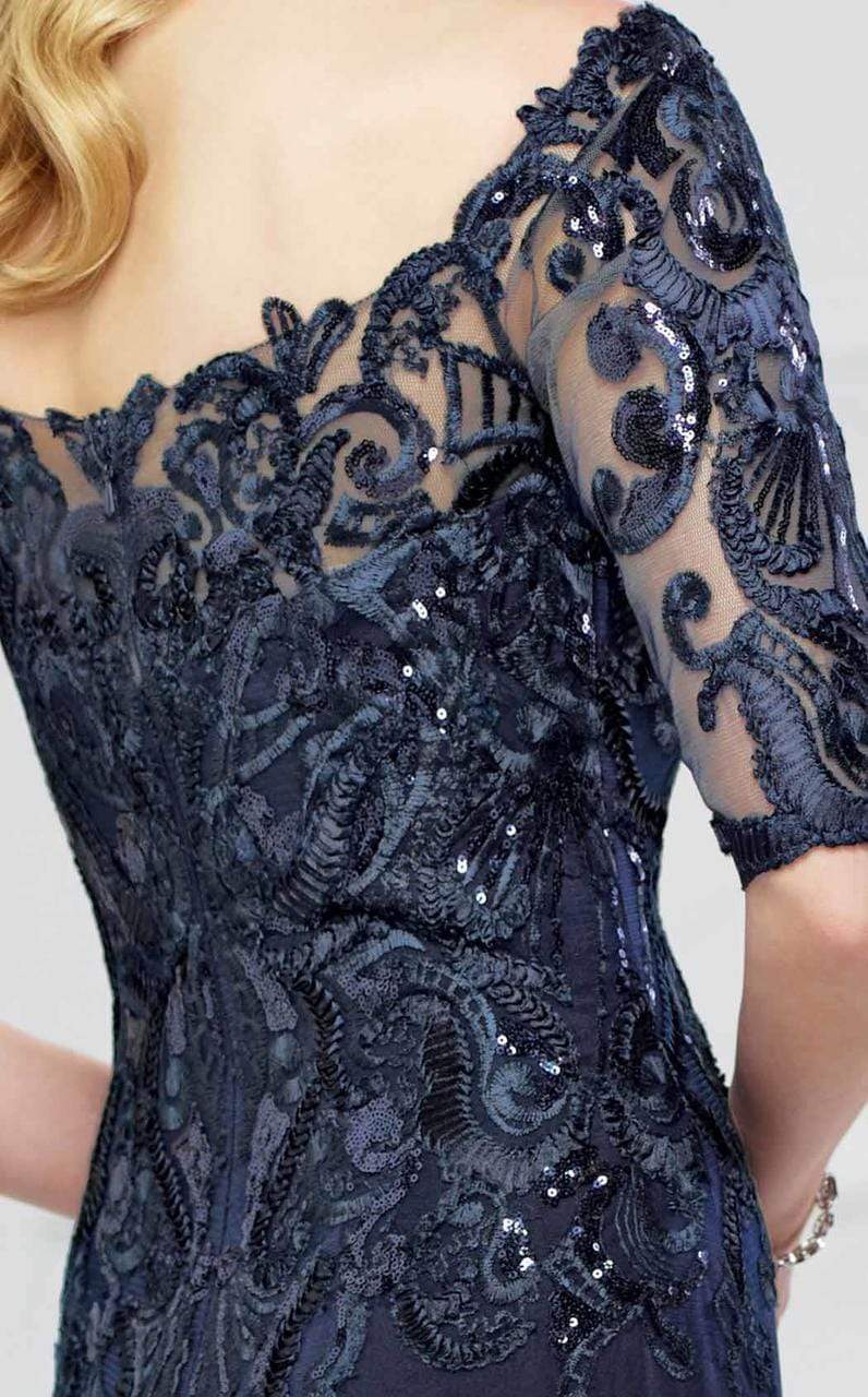Mon Cheri Lace Quarter Length Sleeves Mermaid Gown 217937 CCSALE