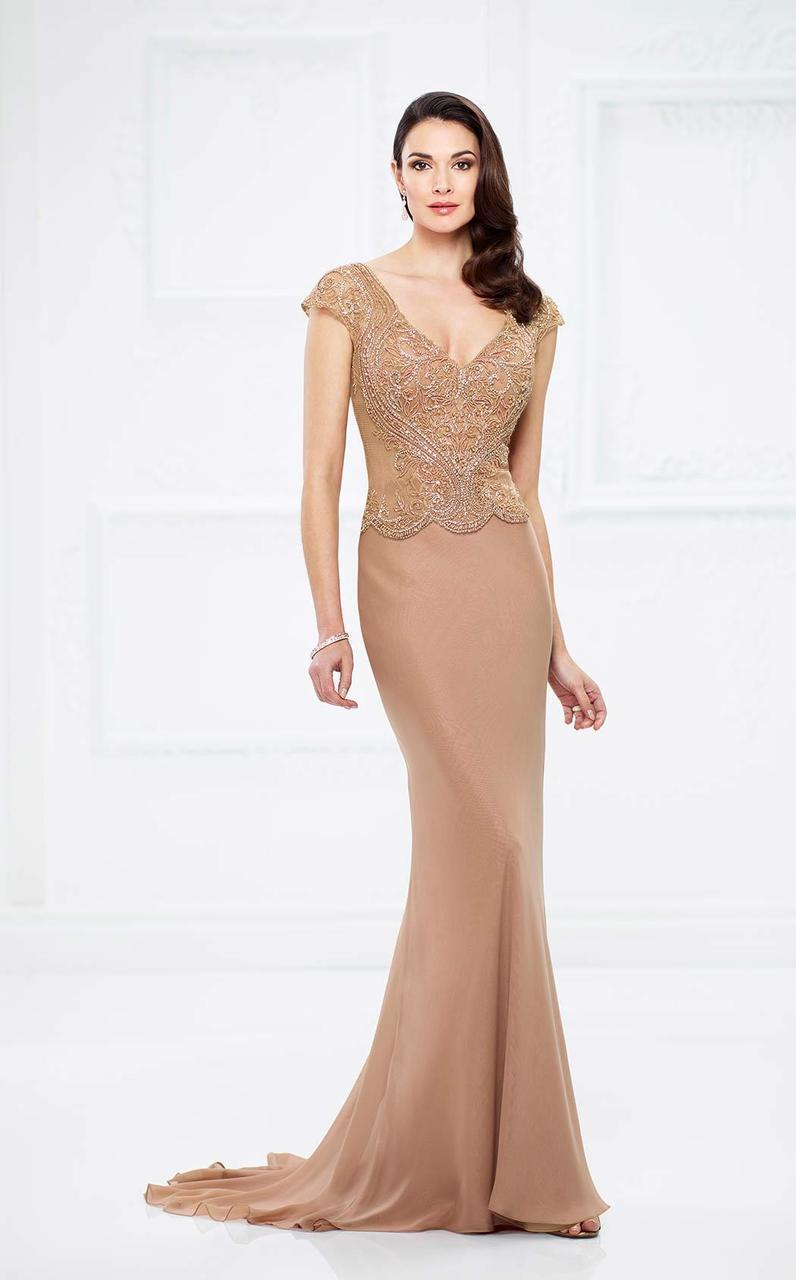Mon Cheri Lavishly Beaded Evening Gown 217945 - 1 pc Bronze In Size 18 Available CCSALE 18 / Bronze