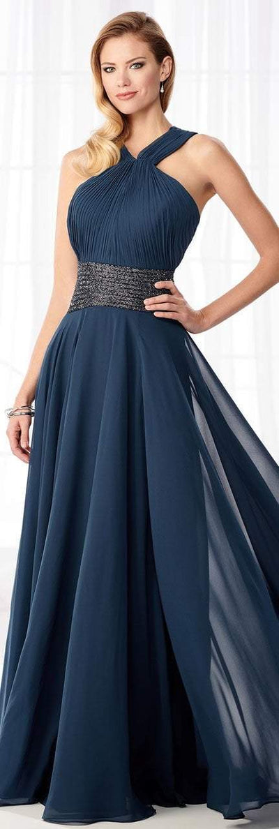 Mon Cheri Ruched Halter A-Line Evening Dress 218615 - 1 pc Dark Teal In Size 12 Available CCSALE 12 / Dark Teal