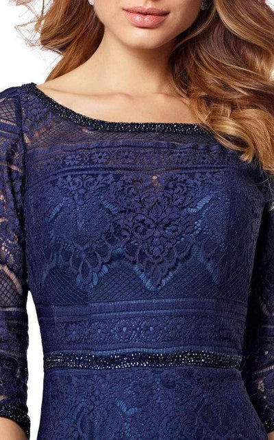 Mon Cheri Scalloped Lace Cocktail Dress 217850 - 1 pc Navy in Size 6 Available CCSALE