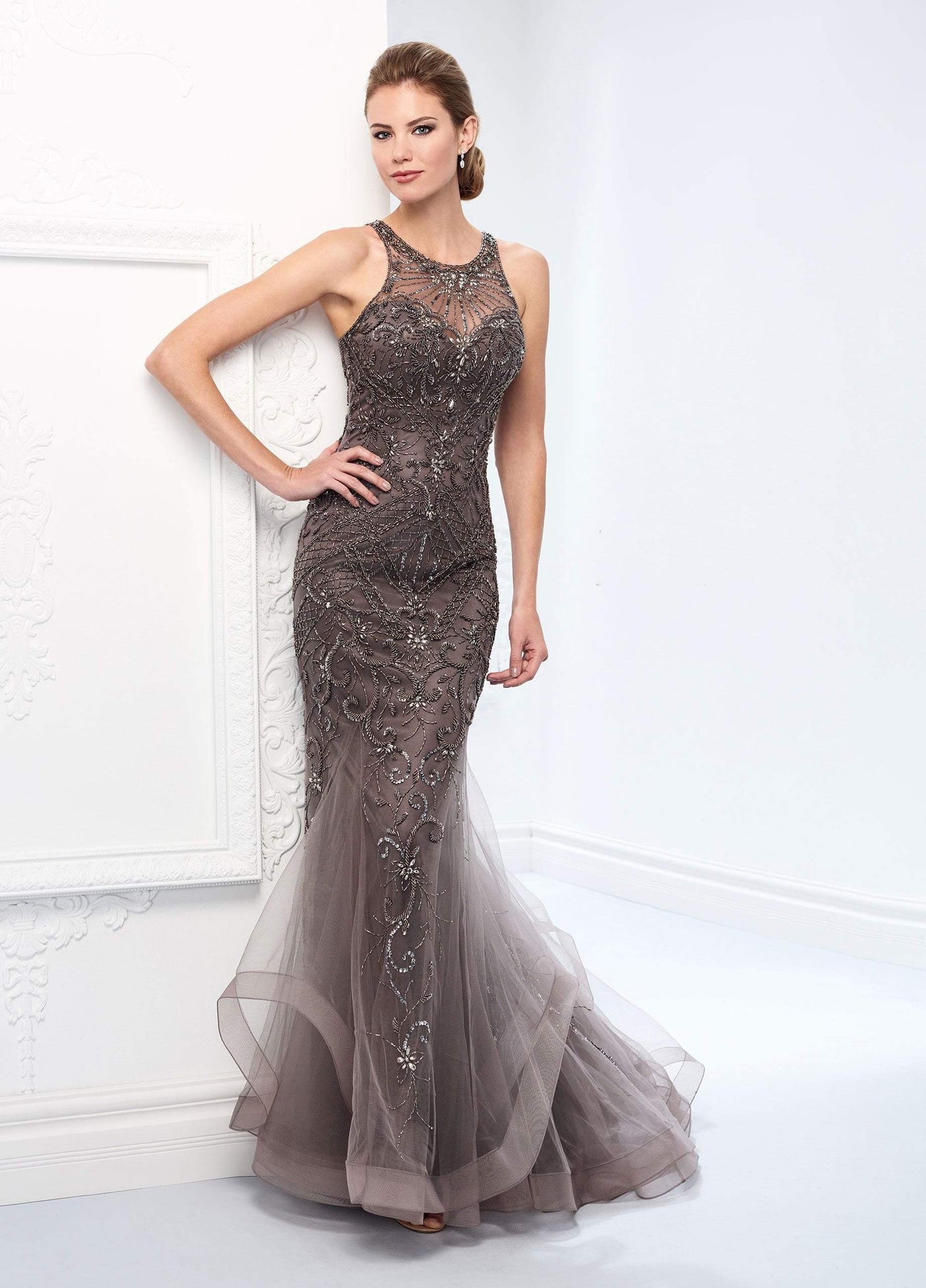 Mon Cheri - Trumpet Gown 117D62 - 1 pc Gray in Size 6 Available CCSALE 6 / Gray