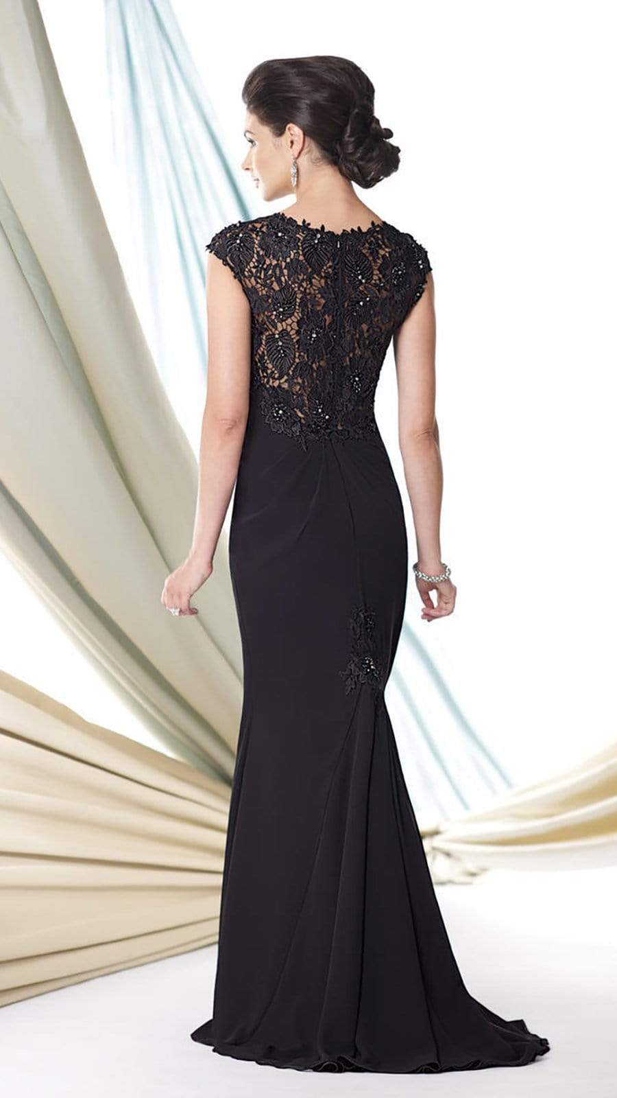 Montage by Mon Cheri - 114926 Chiffon Venise Lace Dress - 1 pc Pink In Size 14 Available CCSALE 14 / Pink