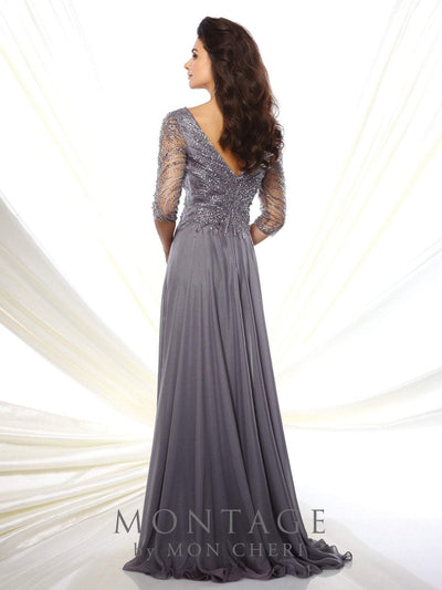 Montage by Mon Cheri - 116950W Chiffon A-line Dress- 1 pc Gray/Heather in Size 26W Available CCSALE