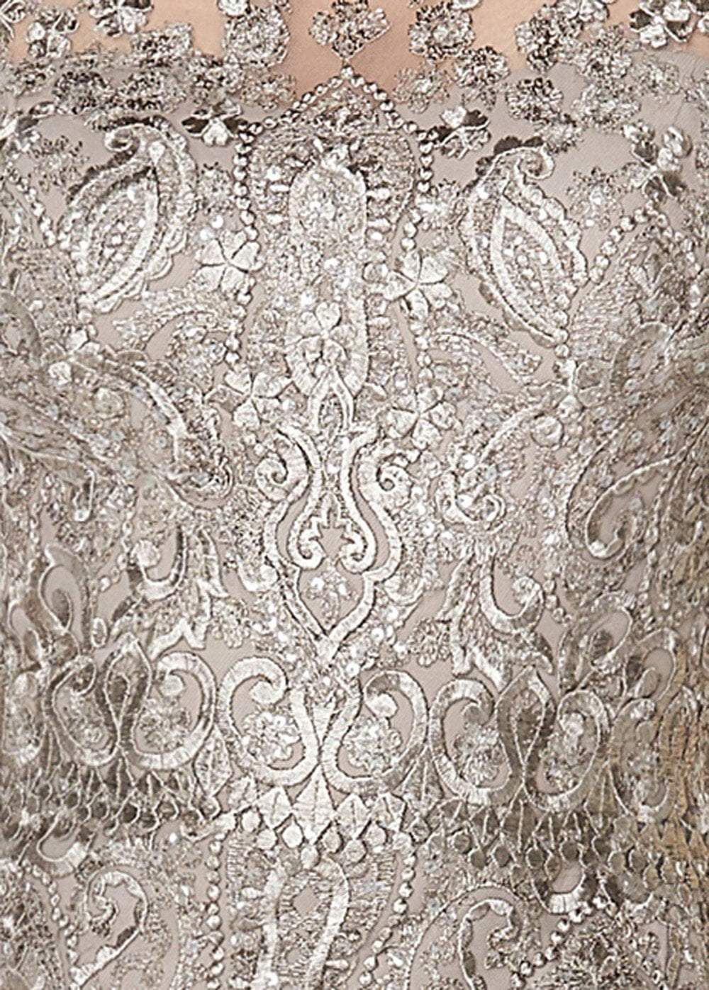 Montage by Mon Cheri - 119940 Lace Embellished Two-Piece Column Gown In Netural and Silver