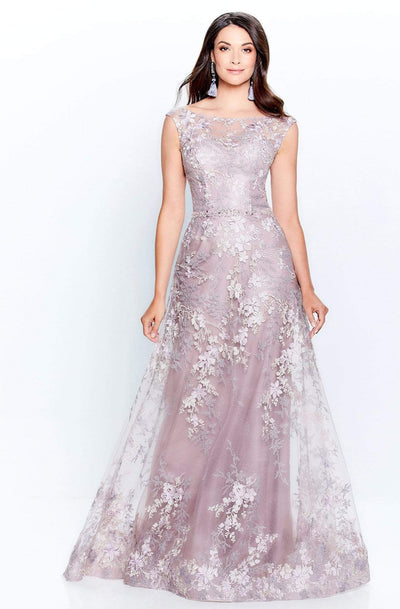 Montage by Mon Cheri - 120917W Embroidered Bateau A-Line Dress Mother of the Bride Dresses 16W / Pink Topaz