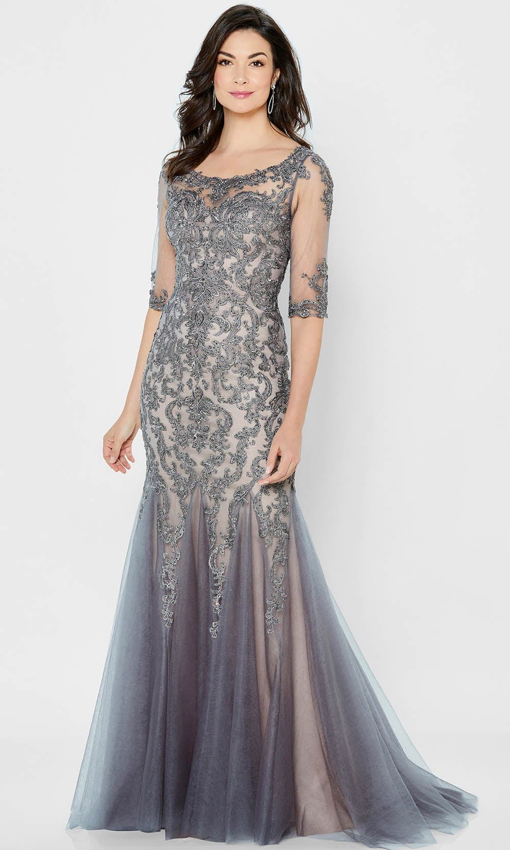 Montage by Mon Cheri 122901 - Lace Evening Gown Mother of the Bride Dresess 4 / Charcoal/Nude
