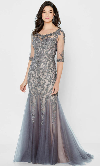 Montage by Mon Cheri 122901 - Lace Evening Gown Mother of the Bride Dresess 4 / Charcoal/Nude
