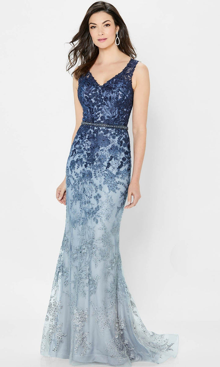 Montage by Mon Cheri - Ombre Lace Gown 122903 In Blue