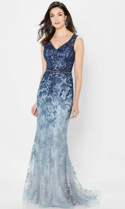 Montage by Mon Cheri 122903W - Ombre Appliqued Formal Gown Evening Dresses 16W / Navy Ombre