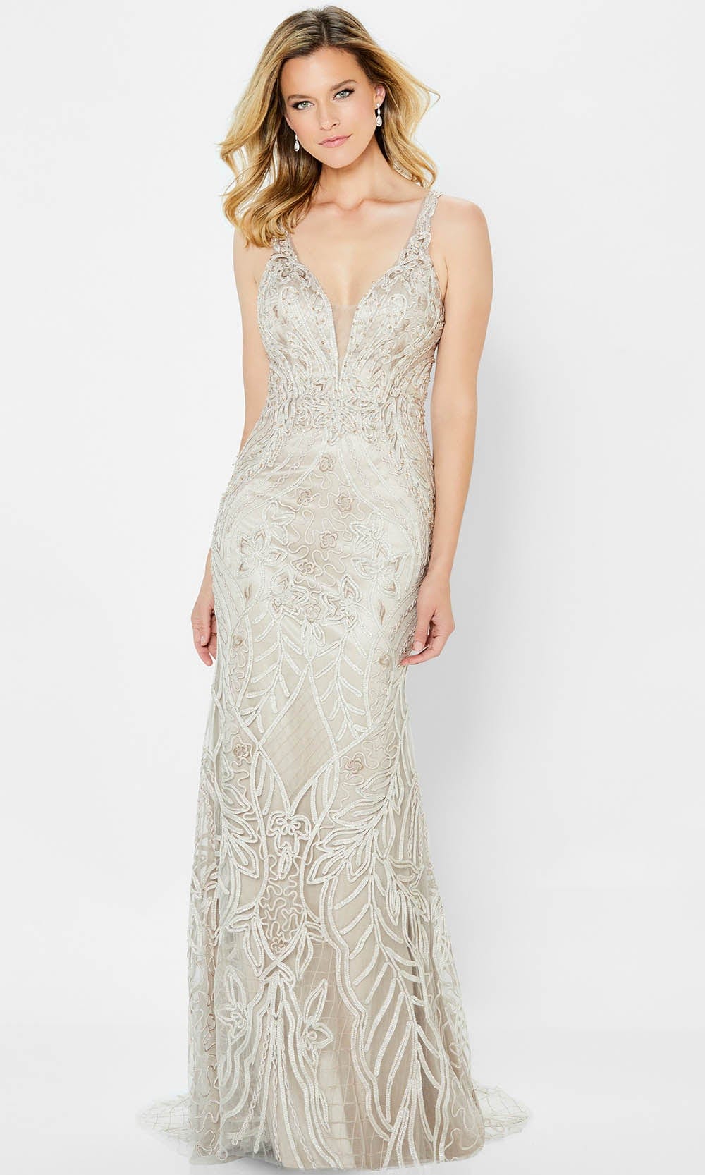 Montage by Mon Cheri 122904 - Detachable Straps and Shawl Dress In White