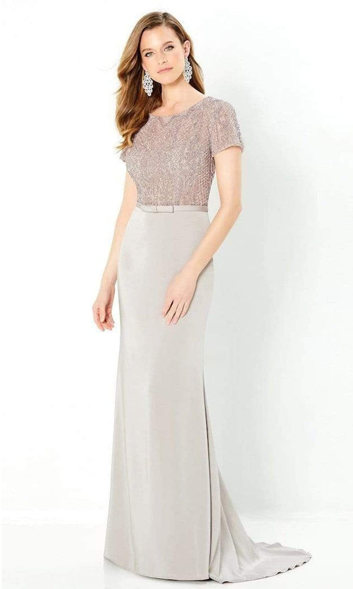 Montage by Mon Cheri - Short Sleeve Gown 220938 In Gray