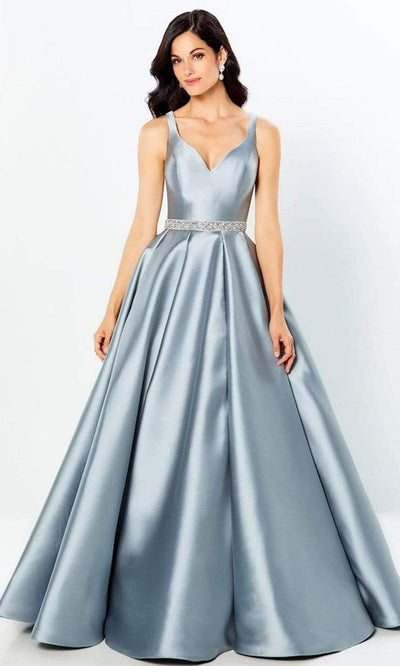 Montage by Mon Cheri - 220954 Sleeveless V-Neck Gown Evening Dresses 4 / Dark Seafoam