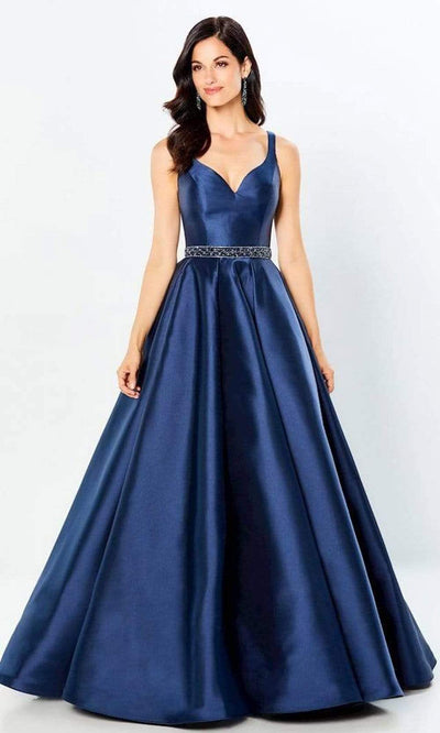 Montage by Mon Cheri - 220954 Sleeveless V-Neck Gown Evening Dresses 4 / Navy Blue