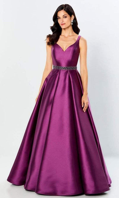 Montage by Mon Cheri - 220954 Sleeveless V-Neck Gown Evening Dresses 4 / Plum