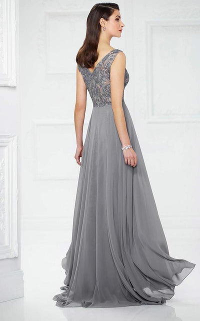Montage by Mon Cheri - Beaded V-neck A-line Dress 217935 - 1 pc Navy in Size 16 Available CCSALE 16 / Navy