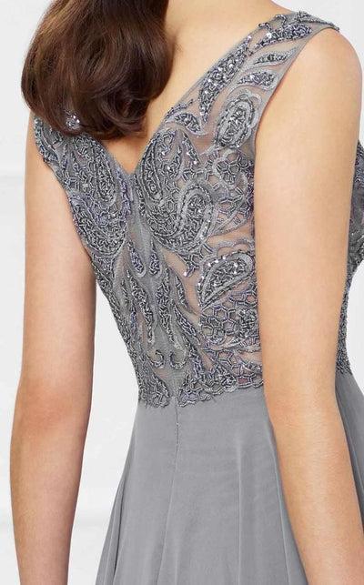Montage by Mon Cheri - Beaded V-neck A-line Dress 217935 - 1 pc Navy in Size 16 Available CCSALE 16 / Navy