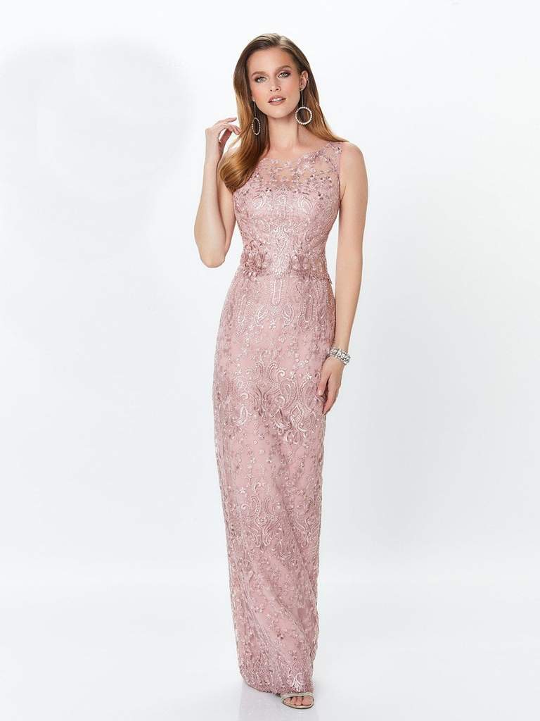 Montage by Mon Cheri - Lace Embellished Two-Piece Column Gown 119940 - 1 pc Latte in Size 14 Available CCSALE