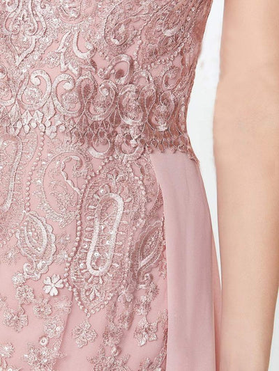 Montage by Mon Cheri - Lace Embellished Two-Piece Column Gown 119940 - 1 pc Latte in Size 14 Available CCSALE