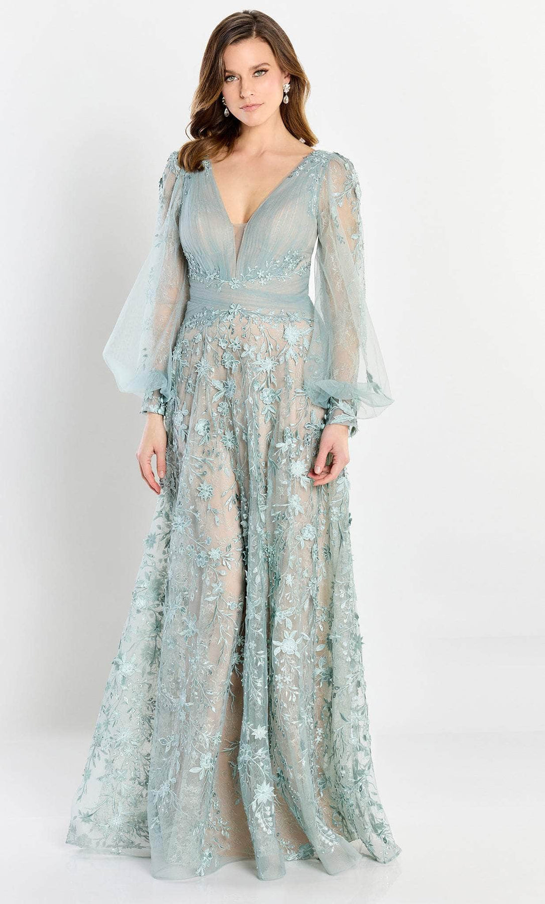 Montage By Mon Cheri M2201 - Long Tulle Net With Lace Applique, Allover Lace , Stretch Lining A-Line Dress - Embroidery, Floral, Sheer Sleeve, Montage By Mon Cheri M2201 - Long Tulle Net With Lace Applique, Allover Lace , Stretch Lining A-Line Dress - Embroidery, Floral, Sheer Sleeve,