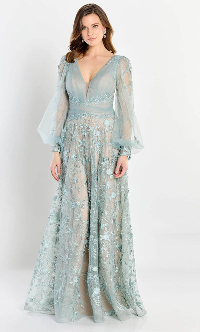 Montage by Mon Cheri M2201 - Sheer Bell Sleeve Evening Dress Mother of the Bride Dresses 12 / Sage