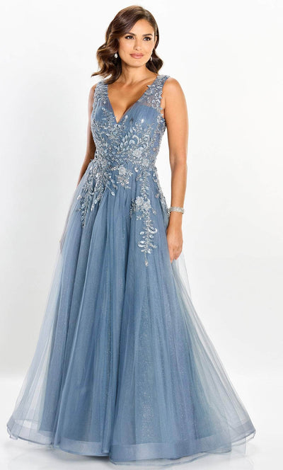 Montage by Mon Cheri M2203 - Glittered Floral Tulle A-line Dress Special Occasion Dress 4 / Dusk
