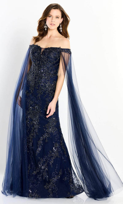 Montage by Mon Cheri M2204 - Beaded Off Shoulder Evening Gown Evening Dresses 8 / Navy