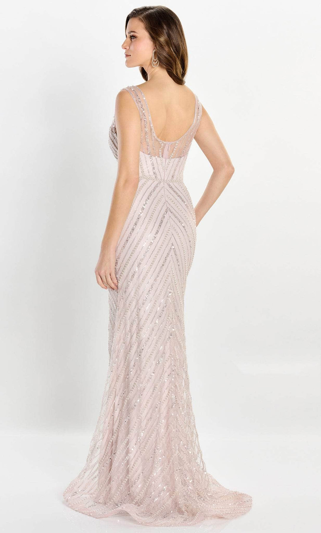 Montage by Mon Cheri M2216 - Pearl and Beaded Illusion Slit Gown Special Occasion Dress