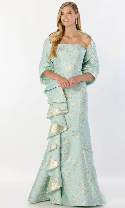Montage by Mon Cheri M2226 - Shrug Open Back Gown Prom Dresses 4 / Aqua Gold