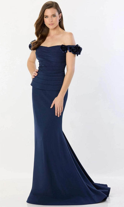 Montage by Mon Cheri M2242 - Open Back Fitted Bodice Gown Prom Dresses 4 / Navy Blue