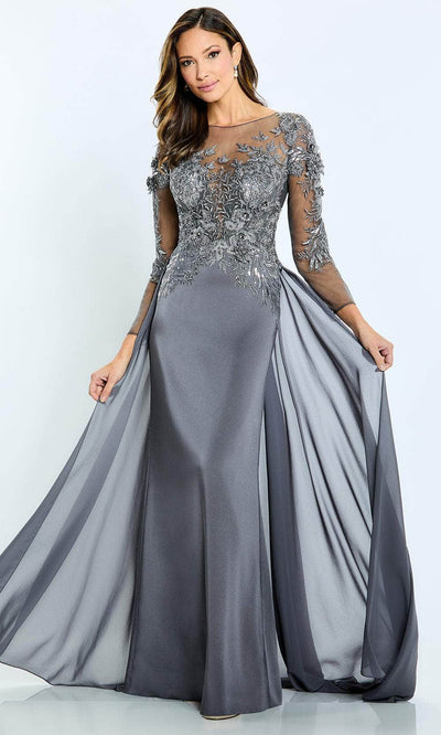 Montage by Mon Cheri M509 - Long Sleeve trumpet Gown Special Occasion Dress 4 / Smoke